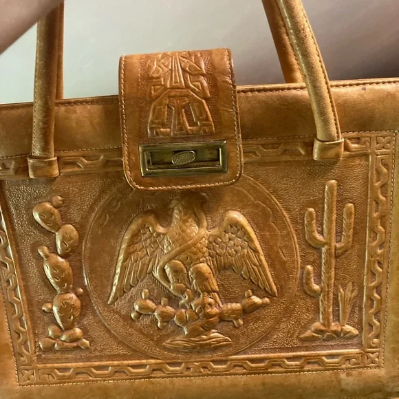 Vintage Mexican Leather Purse 👜 Tote - Picture 10 of 14
